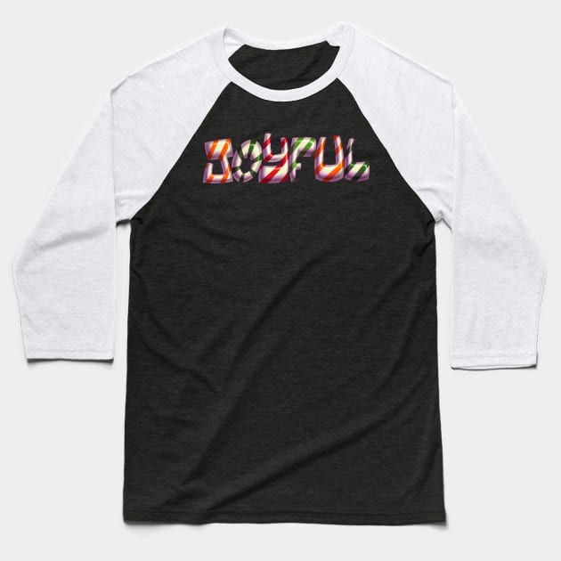 Joyful Candy Cane Good Vibe Cute Graffiti Art Baseball T-Shirt by Jay Diloy